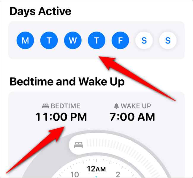 select days for sleep schedule