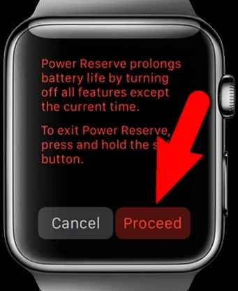 click proceed to turn on power reserve mode