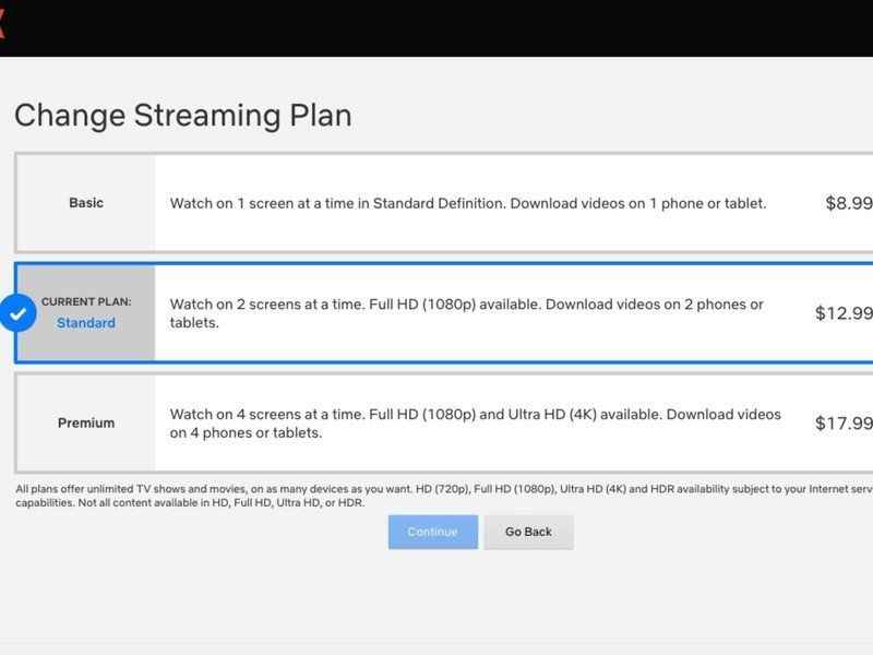 select streaming plan