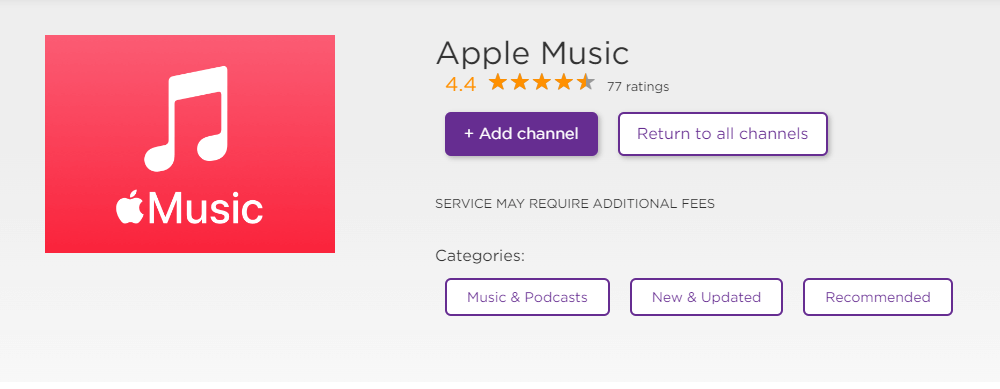 Click Add Channel to add Apple Music on Roku