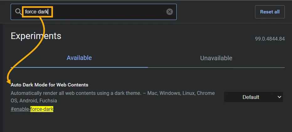 select auto dark mode for web contents