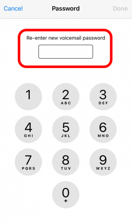 Re-enter the New Voicemail Password