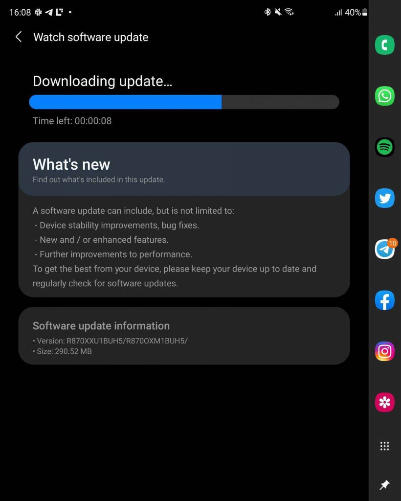 Click Install button to download the Update Galaxy Watch