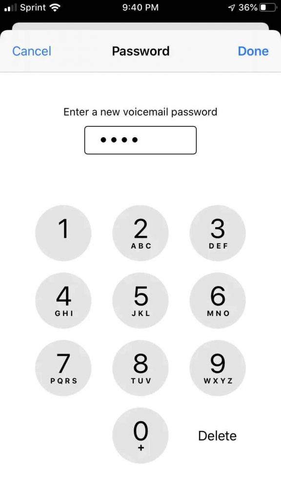 enter new voicemail password 