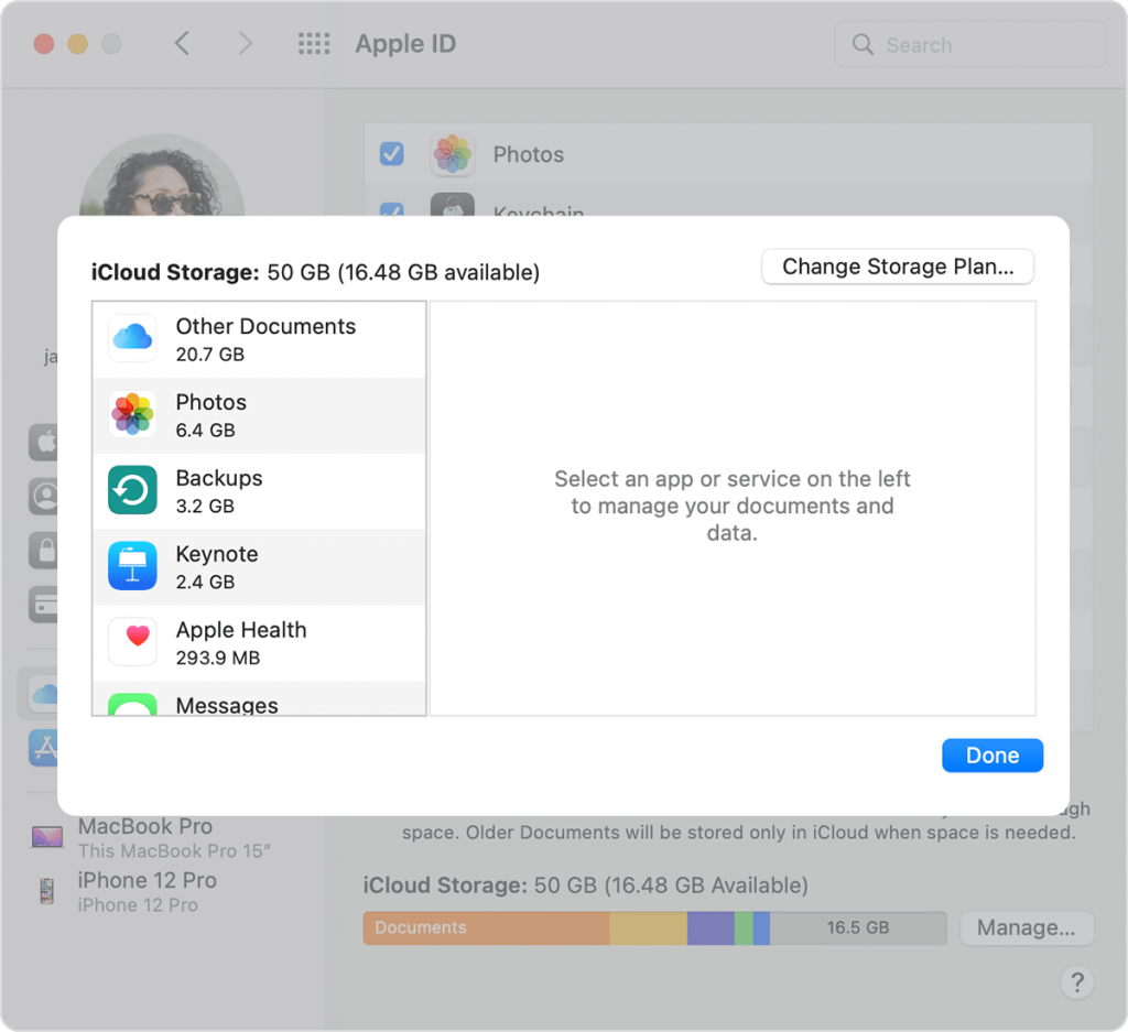 Select Change Storage Plan to cancel iCloud Storage Plan using Mac