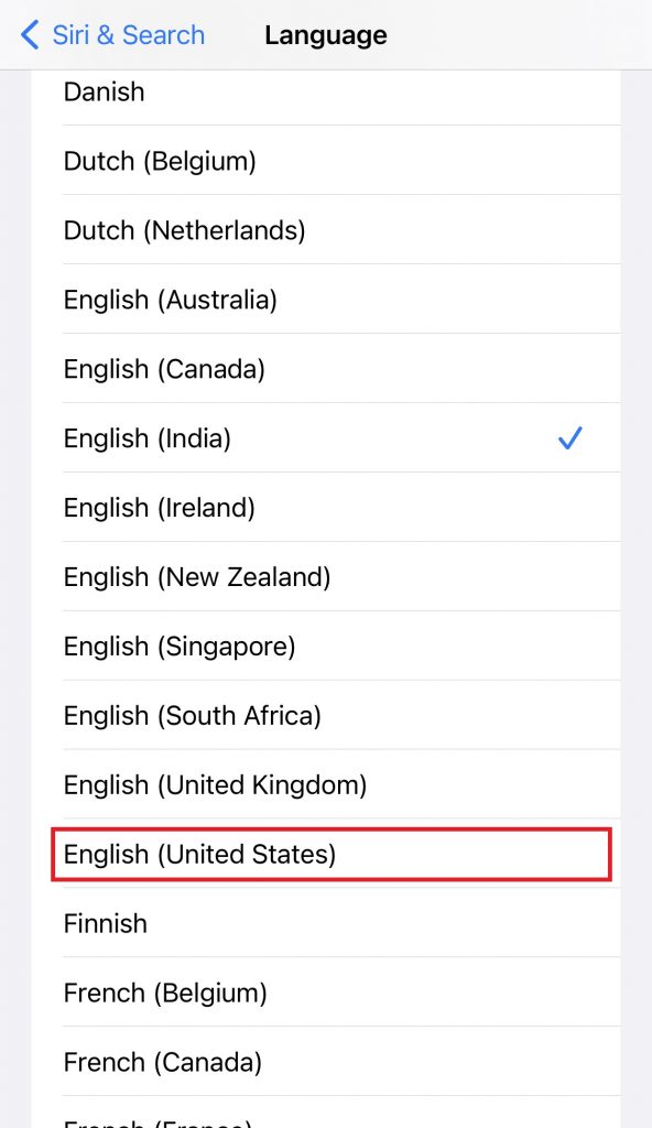 Select the Required Voice Language 