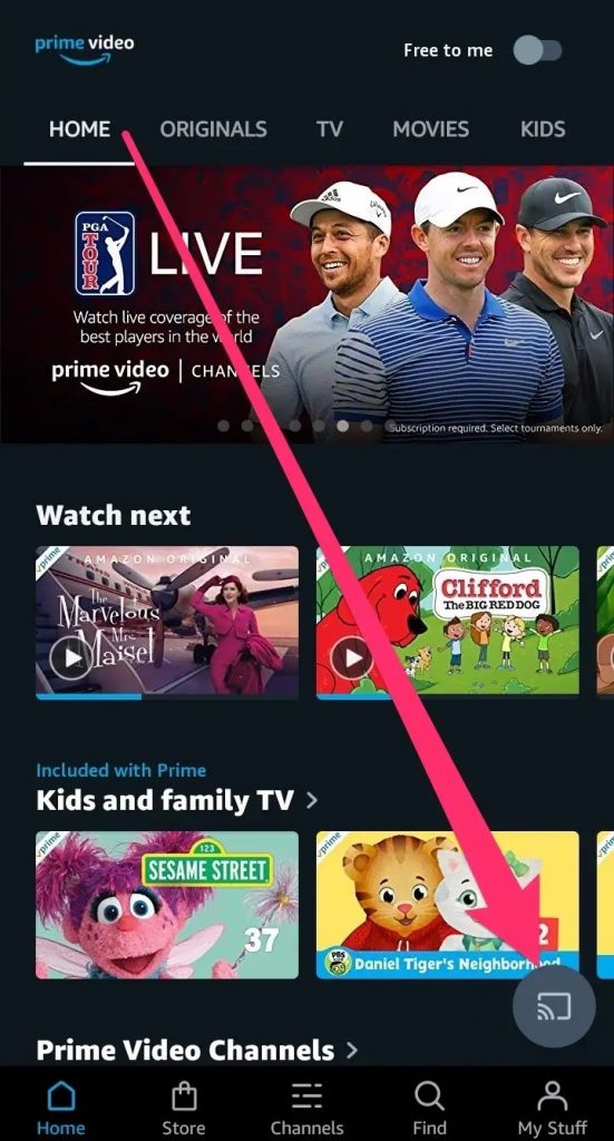 Tap the Cast icon to stream Amazon Prime Video on Samsung Smart TV
