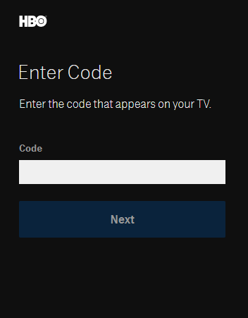 Enter the code to activate HBO GO on LG Smart TV