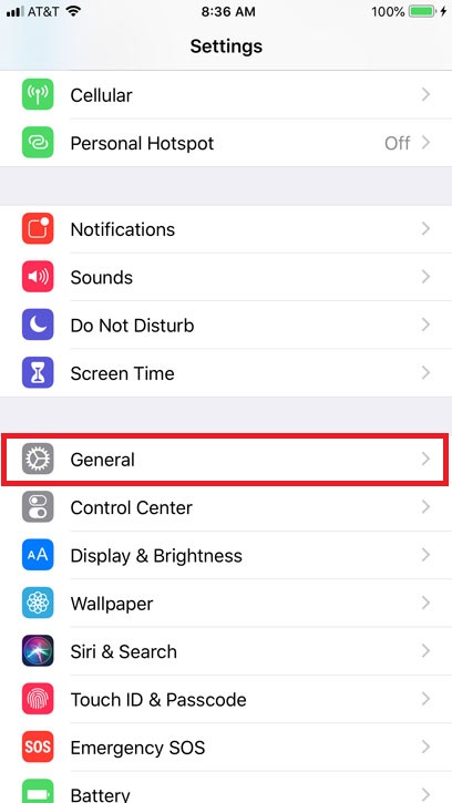 Tap on the option general to Find MAC Address on iPhone