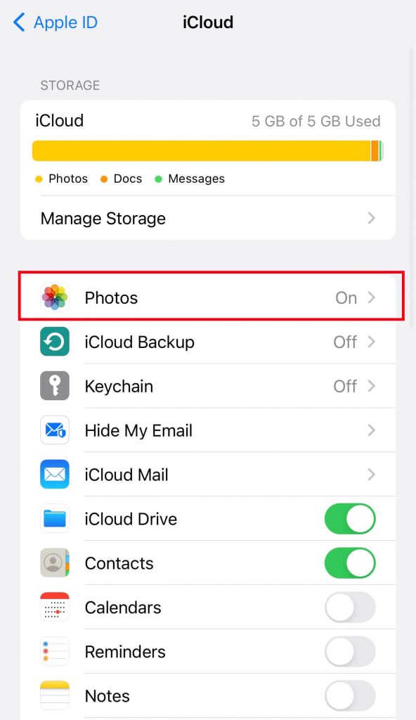 Click Photos on iPhone iCloud to make them available on MacBook Air