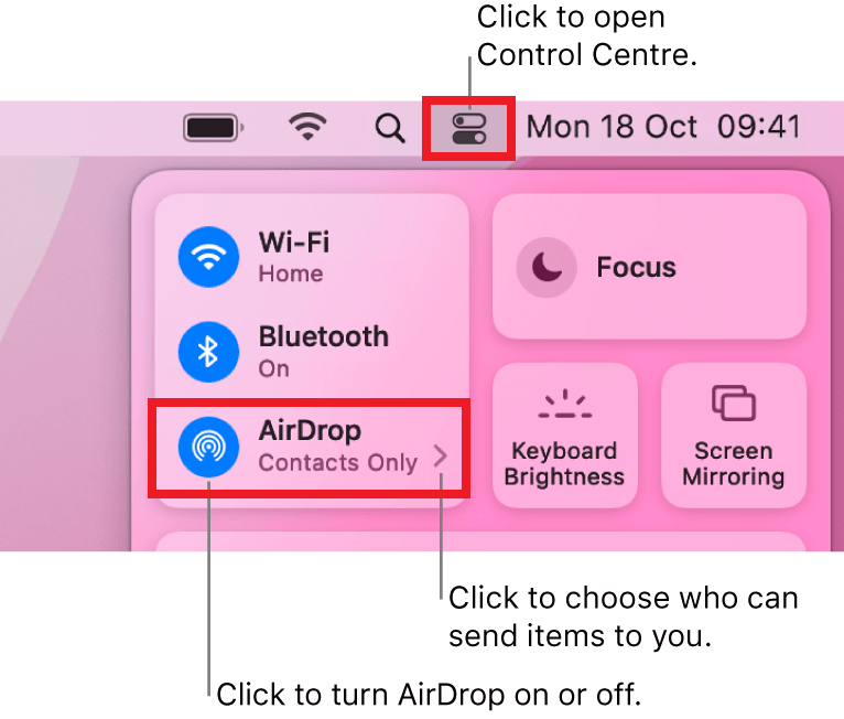 Set AirDrop to Everyone on MacBook Air