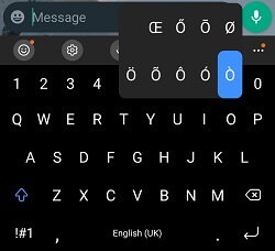 Type O with accent on Smartphone