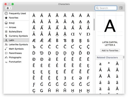 Character Viewer on Mac to type n with accent
