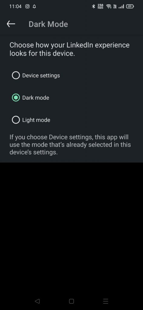 dark mode applied