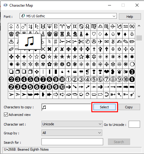 Double-click the Music symbol
