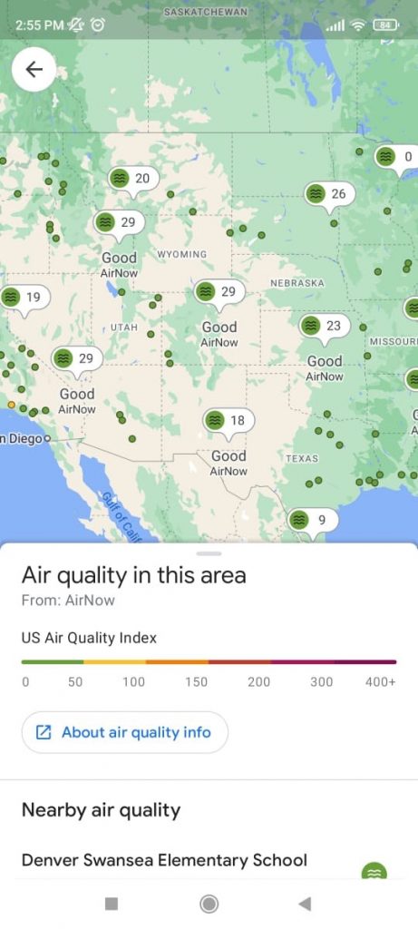 Check Air Quality on Google Maps