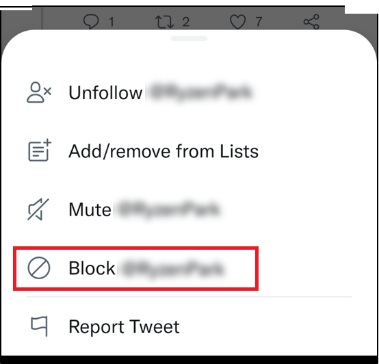 Select block to block Block Someone on Twitter