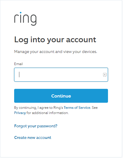 Sign in to your Ring account