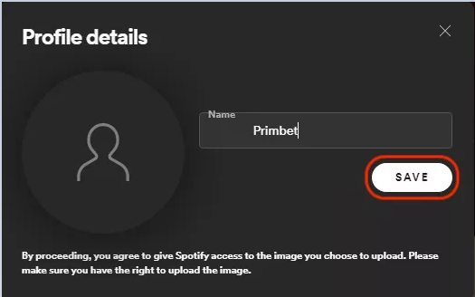 Click on save to change Spotify username