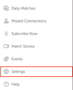Select settings to delete your Match account
