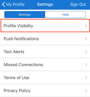 Click on Profile Visibility 