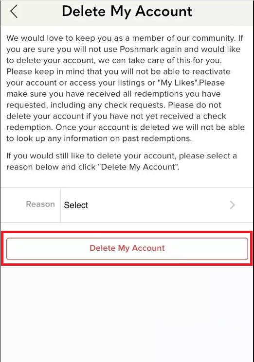 Select Delete My Account