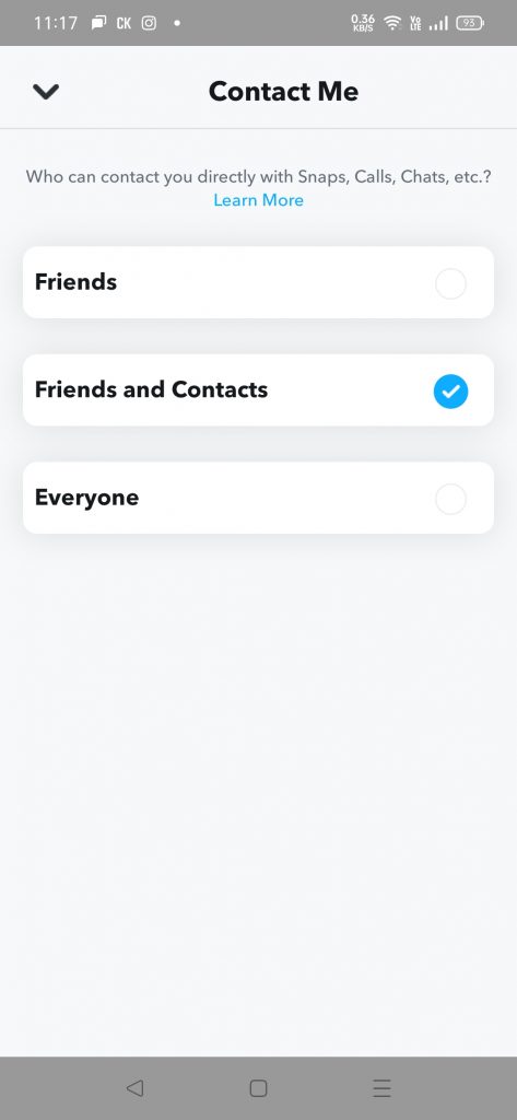 Tap on friends and contacts to Reset Snap Score