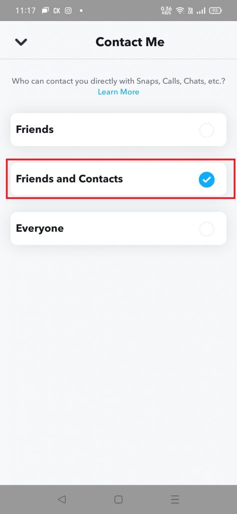 Tap on friends and contacts to Hide Snapchat Score