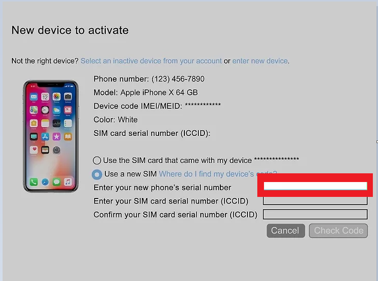 Enter your serial and ICCID number to Activate Sprint Phone