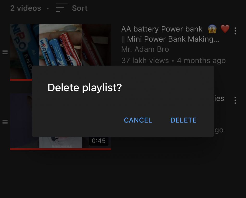 Click Delete to delete YouTube Playlist
