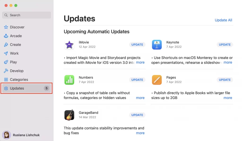 Update your Apps from App store