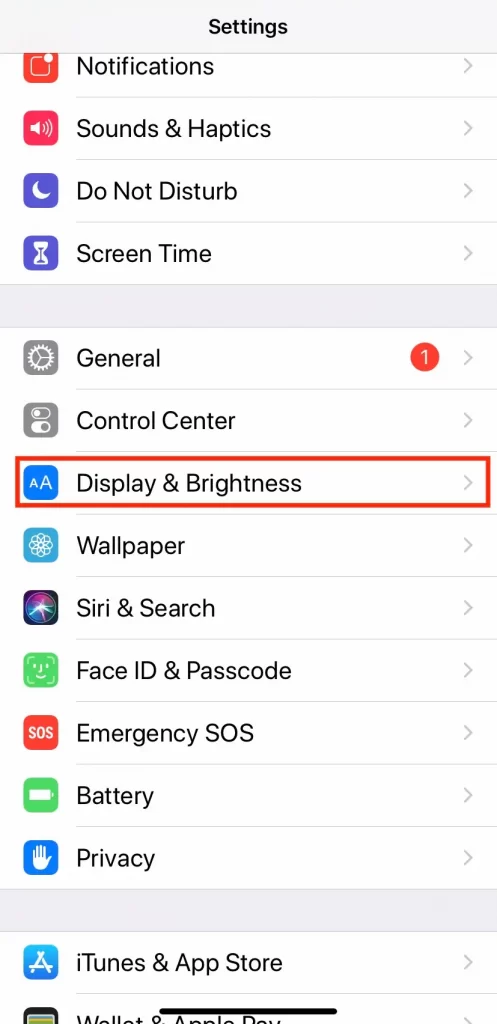 Tap on Display and Brightness