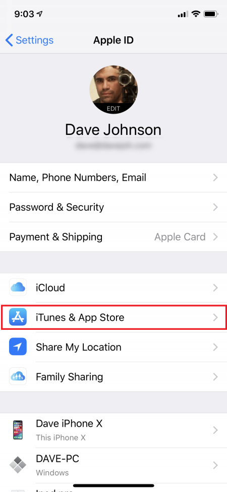 Select iTunes and App Store