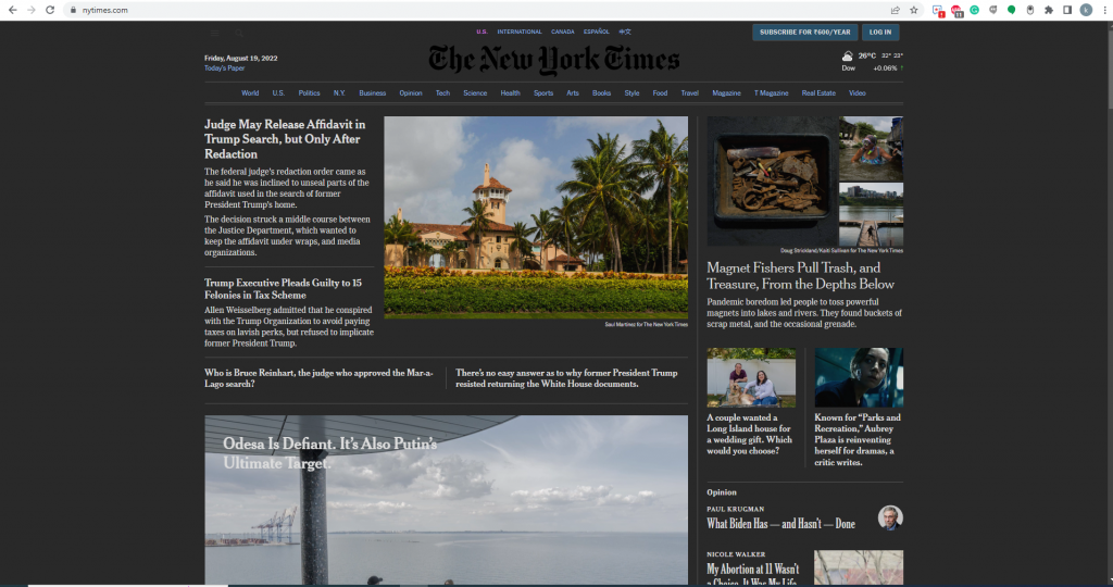 Enable dark mode in NYTimes 