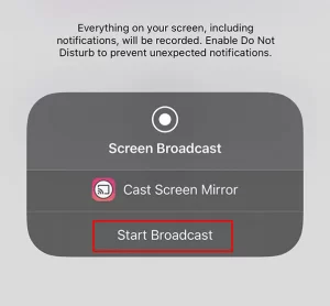 Select Start Broadcast