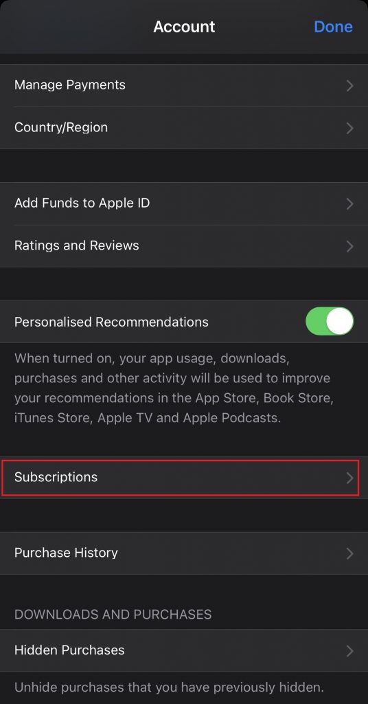 Tap Subscriptions to cancel your Quizlet subscription