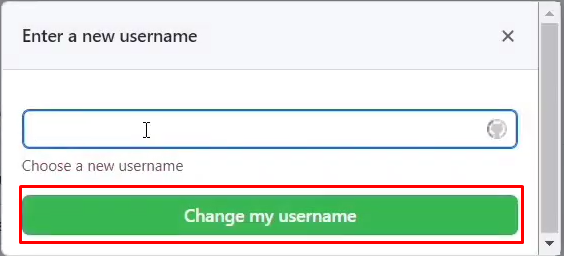 Click on change username  to change the GitHub username