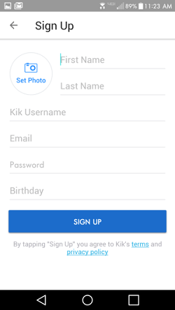Enter the new Kik username 
