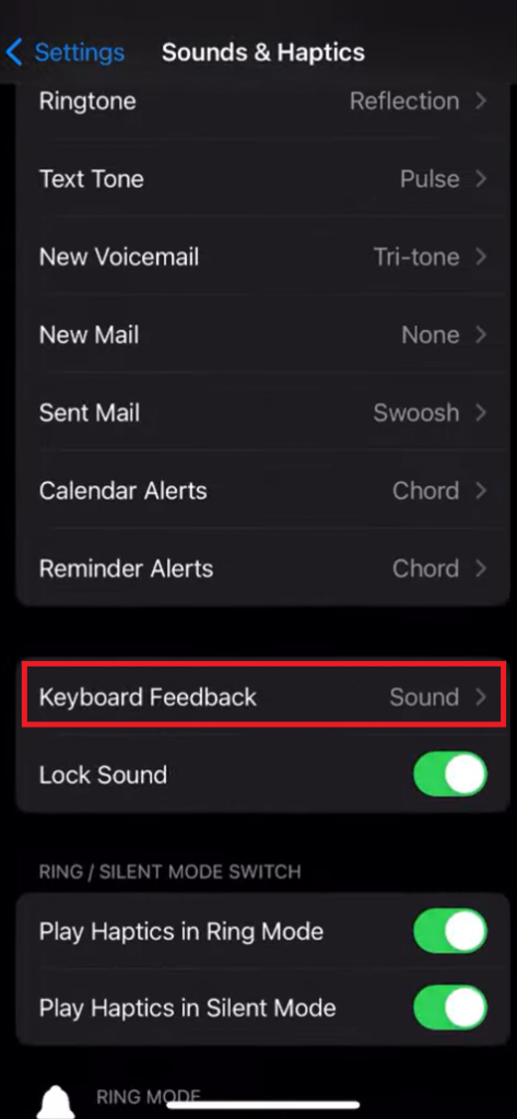 Select Keyboard Feedback