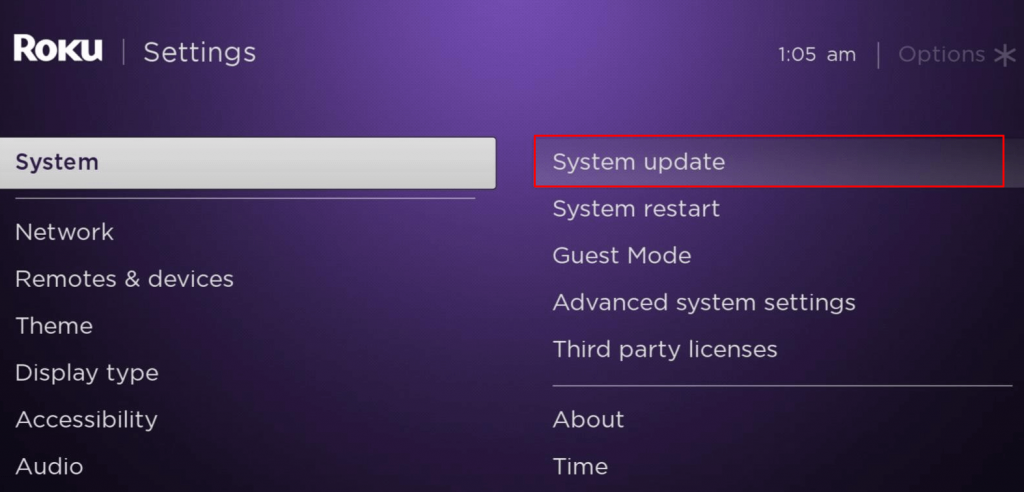 Select System Update