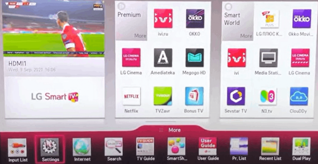 Go to Settings on LG TV