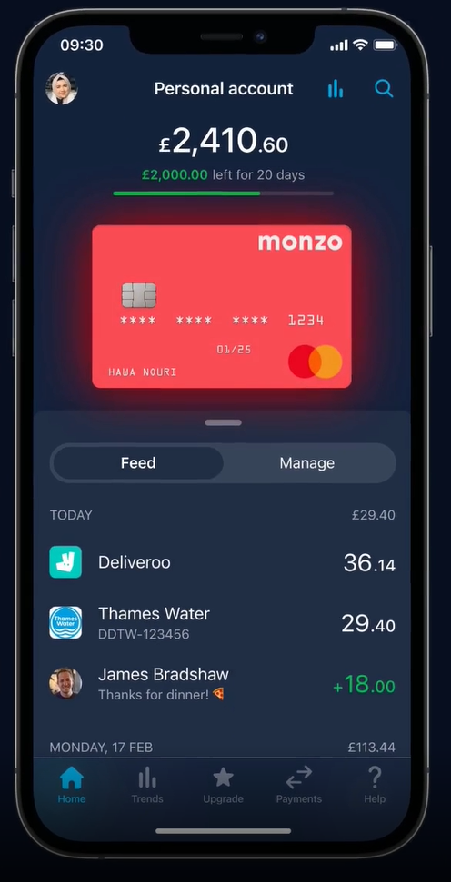 Launch the Monzo app to enable the dark mode