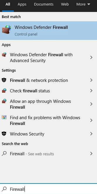 Open Windows Defender Firewall 