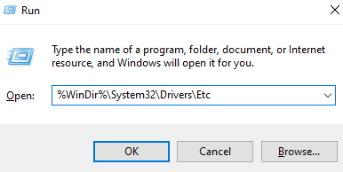 Enter %WinDir%\System32\Drivers\Etc